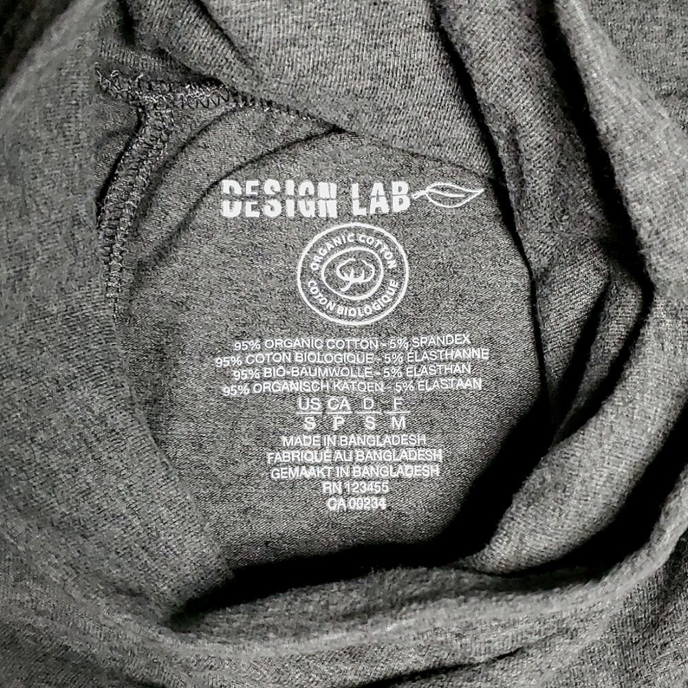 Design Lab Grey Organic Cotton Long Sleeve Jersey A-Line Dress - Size Small - Picture 9 of 14